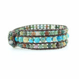 Boho Natural Stone Bead Wrap Bracelet for Men and Women