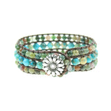 Boho Natural Stone Bead Wrap Bracelet for Men and Women