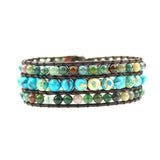 Boho Natural Stone Bead Wrap Bracelet for Men and Women