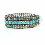 Boho Natural Stone Bead Wrap Bracelet for Men and Women