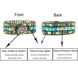 Boho Natural Stone Bead Wrap Bracelet for Men and Women