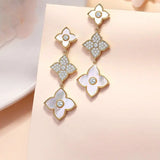 Heart Mother of Pearl Clover 925 Silver Stud Earrings