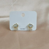 Heart Mother of Pearl Clover 925 Silver Stud Earrings