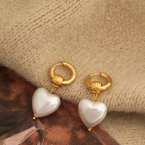 Pearl Pendant Heart Earrings Women Fancy Jewelry Boutique Gift