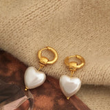Pearl Pendant Heart Earrings Women Fancy Jewelry Boutique Gift