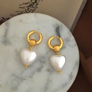 Pearl Pendant Heart Earrings Women Fancy Jewelry Boutique Gift