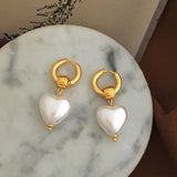 Pearl Pendant Heart Earrings Women Fancy Jewelry Boutique Gift