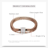 Rhinestone Charm Bracelet Stainless Steel Crystal Bangle