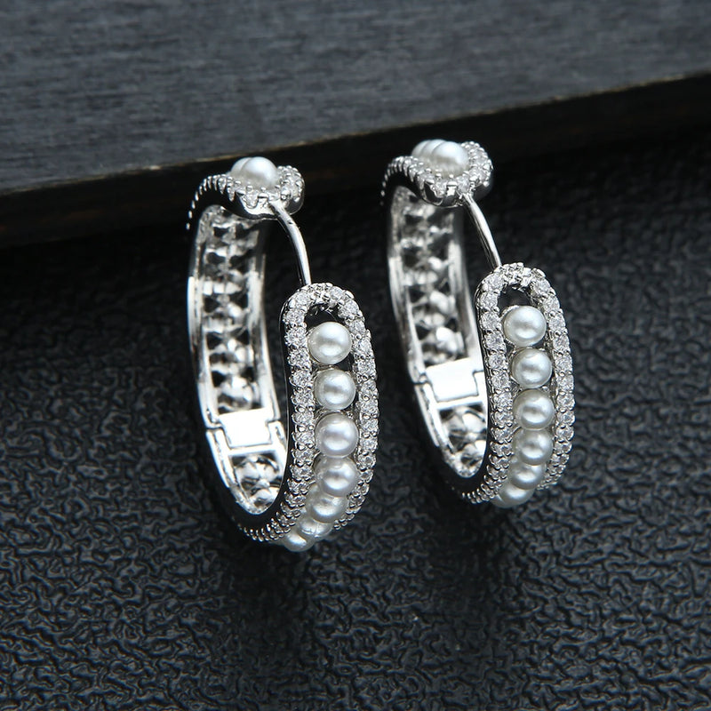 Cubic Zirconia Hoop Earrings Dubai Naija Bridal Jewelry E9881