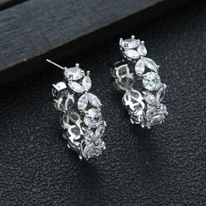 Cubic Zirconia Dubai Bridal Hoop Earrings