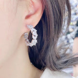 Cubic Zirconia Dubai Bridal Hoop Earrings