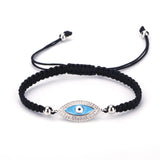Pave CZ Charms Bracelets Evil Eye Bracelets Hand-woven Bracelet For Women