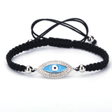 Pave CZ Charms Bracelets Evil Eye Bracelets Hand-woven Bracelet For Women