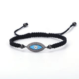 Pave CZ Charms Bracelets Evil Eye Bracelets Hand-woven Bracelet For Women