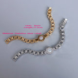 Stainless Steel Roman Number Bangle Bracelet with Mother-of-pearl