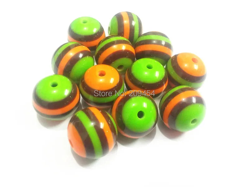 Resin Stripe Beads 20mm-100pcs/lot Chunky Beads Orange/Coffee/Lime Green