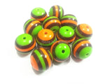 Resin Stripe Beads 20mm-100pcs/lot Chunky Beads Orange/Coffee/Lime Green