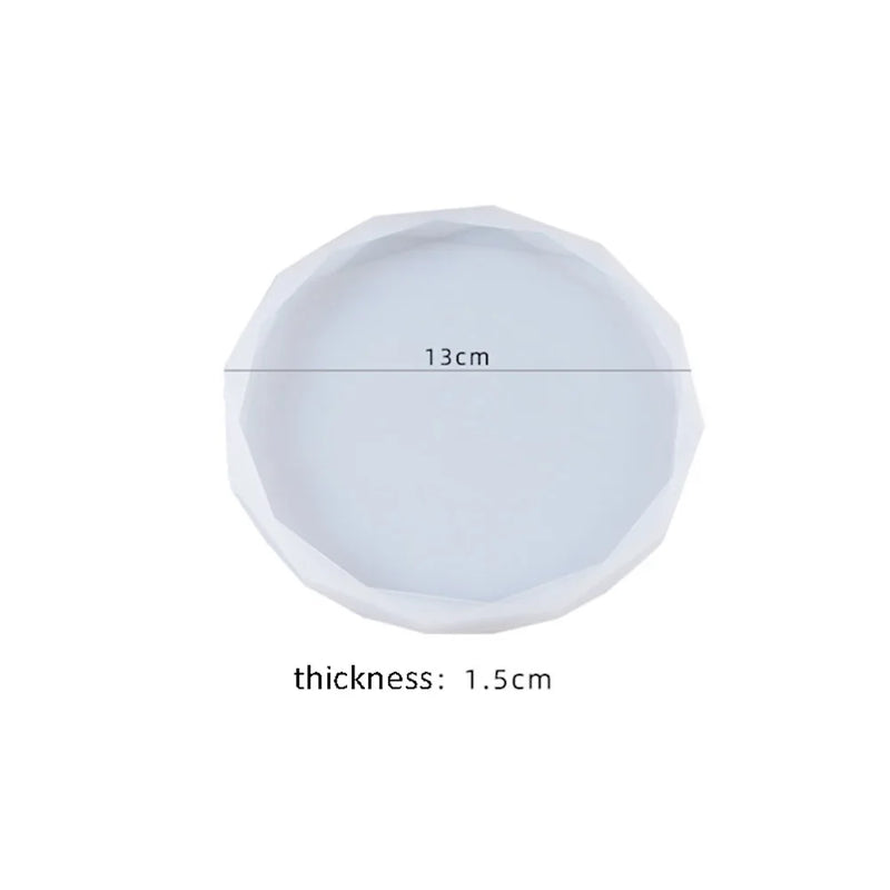 Diamond Edge Round Tray Silicone Mold UV Epoxy Crystal Coaster Resin Casting Mol