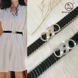 Diamond Pearl Elastic Waist Chain Women's Dress Belt