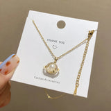 Diamond Space Planet Pearl Pendant Necklace Female Collarbone Chain