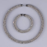 Crystal Collar Necklace Rhinestone Torques Choker Jewelry