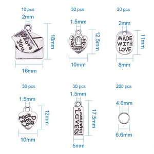 Assorted Tibetan Silver Charms Rings Set for DIY Bracelets Pendants Necklaces