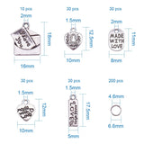 Assorted Tibetan Silver Charms Rings Set for DIY Bracelets Pendants Necklaces