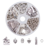 Assorted Tibetan Silver Charms Rings Set for DIY Bracelets Pendants Necklaces