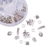 Assorted Tibetan Silver Charms Rings Set for DIY Bracelets Pendants Necklaces