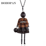 Women Feather Lace Skirt Pendant Necklace Long Sweater Chain Charm Jewelry