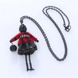 Women Feather Lace Skirt Pendant Necklace Long Sweater Chain Charm Jewelry