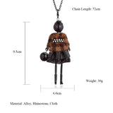 Women Feather Lace Skirt Pendant Necklace Long Sweater Chain Charm Jewelry