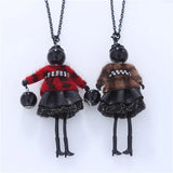 Women Feather Lace Skirt Pendant Necklace Long Sweater Chain Charm Jewelry