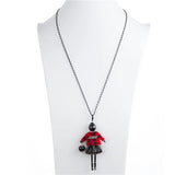 Women Feather Lace Skirt Pendant Necklace Long Sweater Chain Charm Jewelry