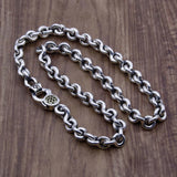 Cherry Blossom Clasp Thick Necklace Silver Male Necklace