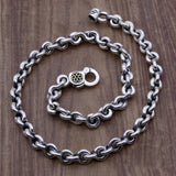 Cherry Blossom Clasp Thick Necklace Silver Male Necklace