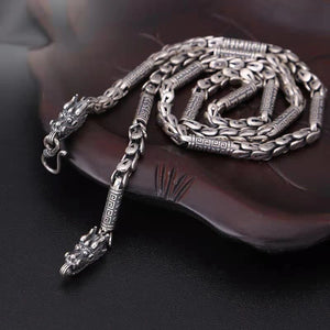 Domineering Faucet Silver Necklace Men's Retro Style 6mm Thick