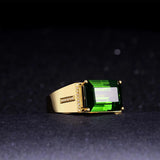 Emerald Gemstone Men's Ring Open Mouth Design