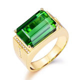 Emerald Gemstone Men's Ring Open Mouth Design
