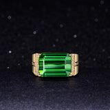 Emerald Gemstone Men's Ring Open Mouth Design