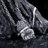 Power Fist Pendant Silver Gothic Punk Hipster Shackles Hand of Fate Chains