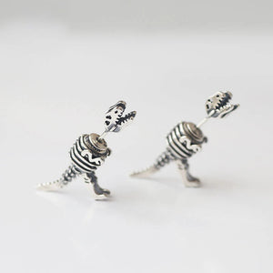 Retro 925 Silver Dinosaur Earrings Punk Jewelry