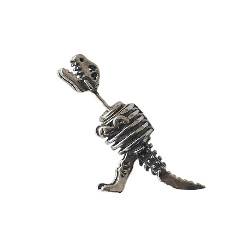 Retro 925 Silver Dinosaur Earrings Punk Jewelry