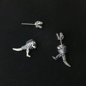 Retro 925 Silver Earrings Dinosaur Personality Punk Jewelry