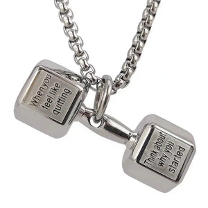 Sports Dumbbell Bar Necklace Hip-hop Titanium Pendant