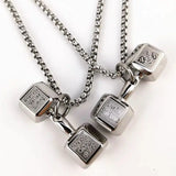 Sports Dumbbell Bar Necklace Hip-hop Titanium Pendant