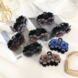 Double Flower Hair Claws Clips Rhinestone Hairgrip Barrettes