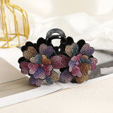 Double Flower Hair Claws Clips Rhinestone Hairgrip Barrettes