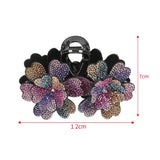 Double Flower Hair Claws Clips Rhinestone Hairgrip Barrettes