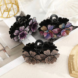 Double Flower Hair Claws Clips Rhinestone Hairgrip Barrettes